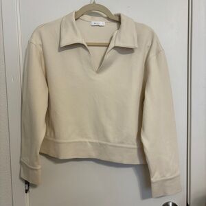 Neiwai Crème brûlée ivory cream polo collar sweater sz small